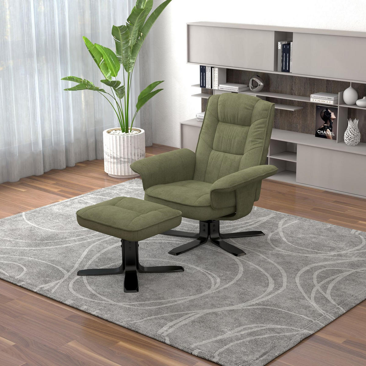 RELAXSESSEL CHARLY - Schwarz/Grün, Textil (76/87/61cm) - IDIMEX