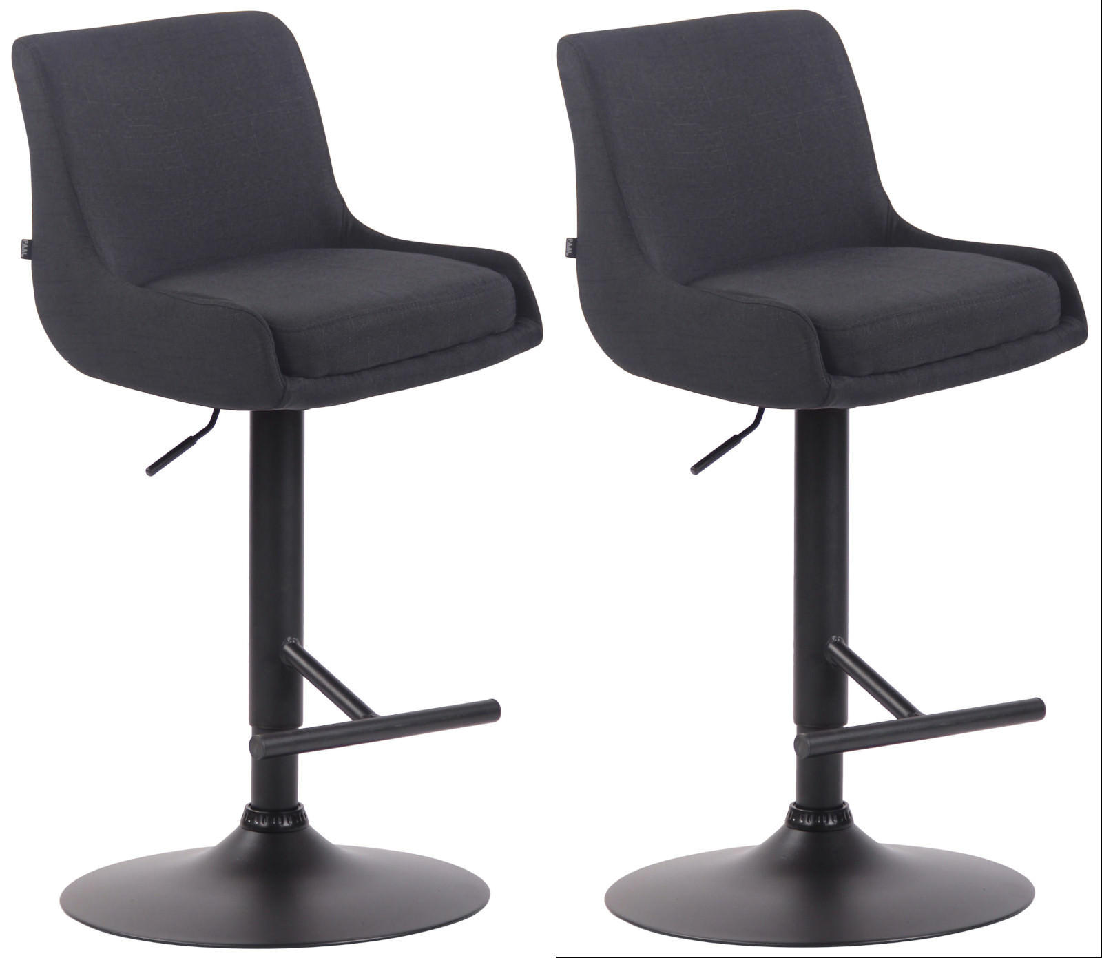 BARHOCKER 2er Set Stoff schwarz - Schwarz, Textil/Metall (43/90/50cm) - CLP