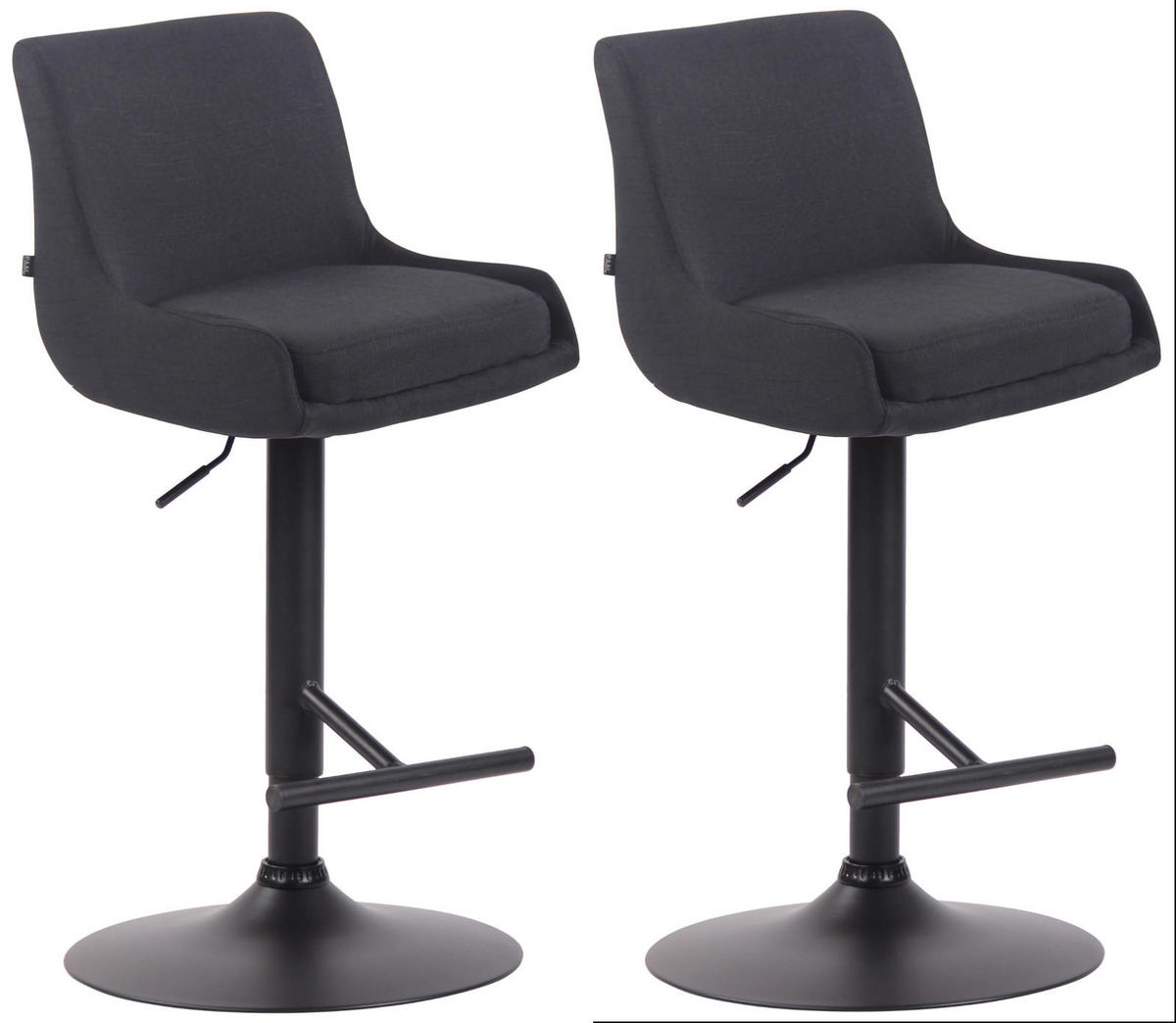 BARHOCKER 2er Set Stoff schwarz - Schwarz, Textil/Metall (43/90/50cm) - CLP