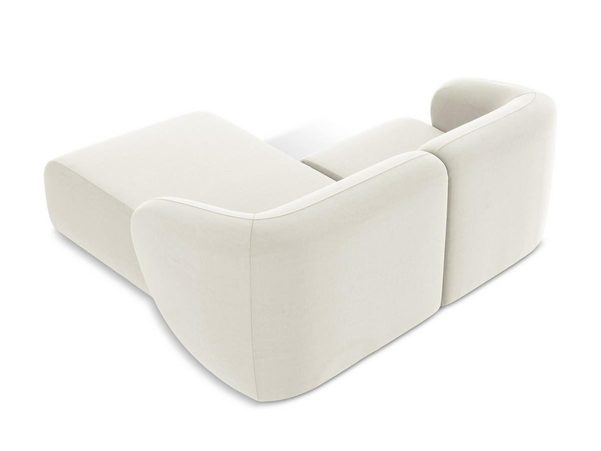 ECKSOFA Rechts Samt Stoff Beige - Creme/Schwarz, Holzwerkstoff/Kunststoff (178/166cm) - Makamii