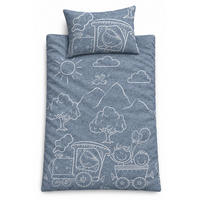 BIBER-BETTWÄSCHE 100x135 Baby - Made in Germany! Flauschig warmer Flanell Kinder Bettbezug aus 100% Baumwolle für Herbst & Winter - Lokomotive Blau - Blau, Textil (100/135cm) - Carpe Sonno