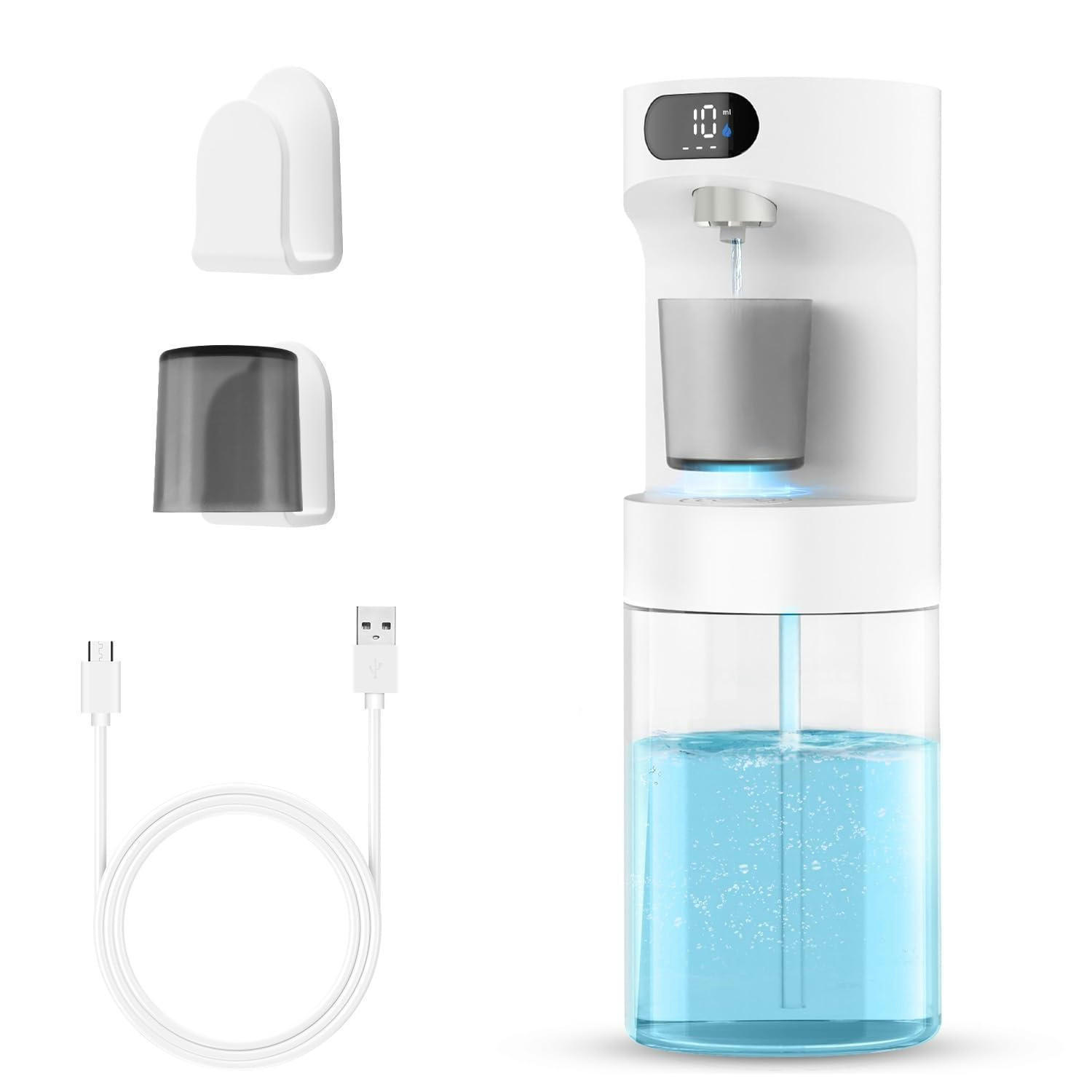 MUNDWASSER Spender automatisch berührungslos 600ml mit 2 Magnetbechern Weiß - Weiß, Kunststoff (4/25/8.5cm)