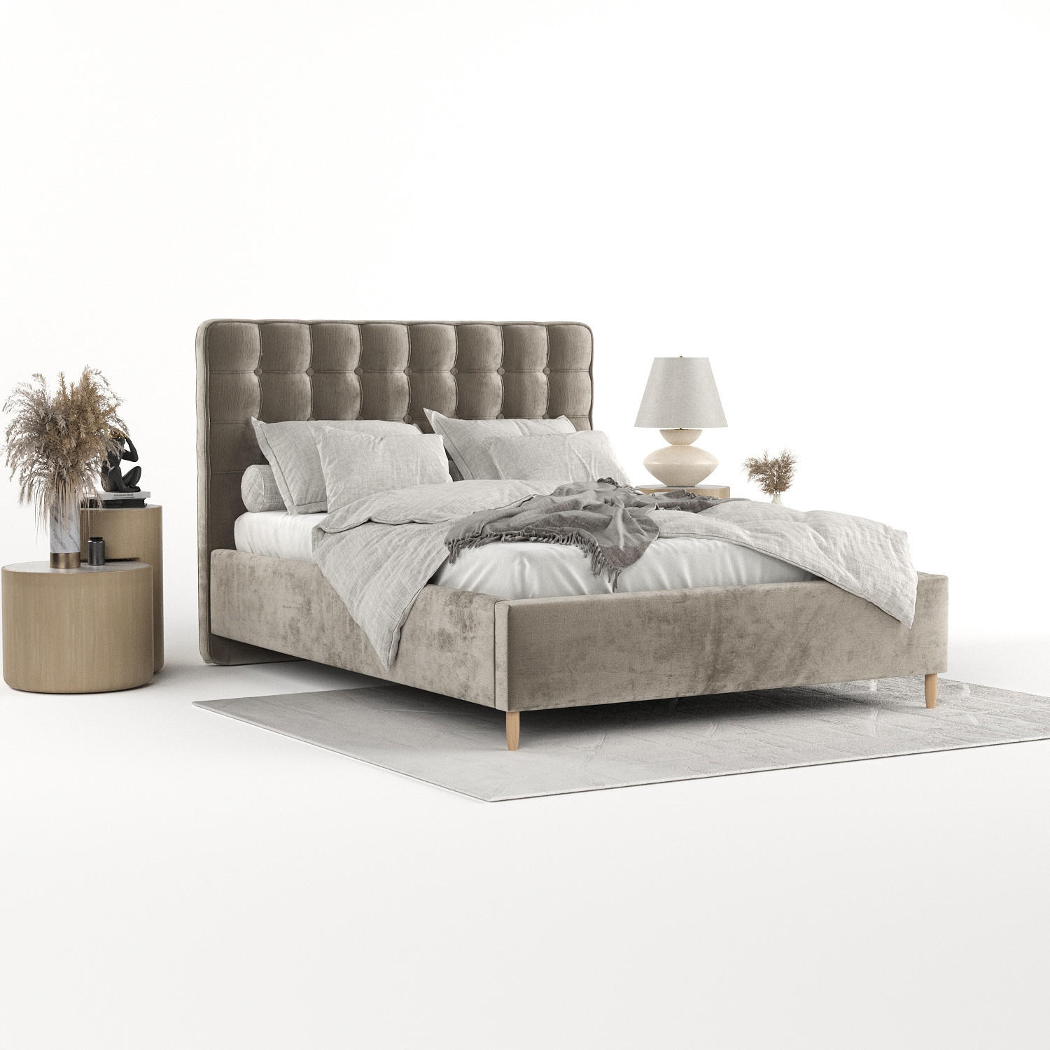 POLSTERBETT Paloma 120/200 cm Beige im Lotta Stoff - Beige/Naturfarben, Holz/Holzwerkstoff (120/200cm) - AltaBeds