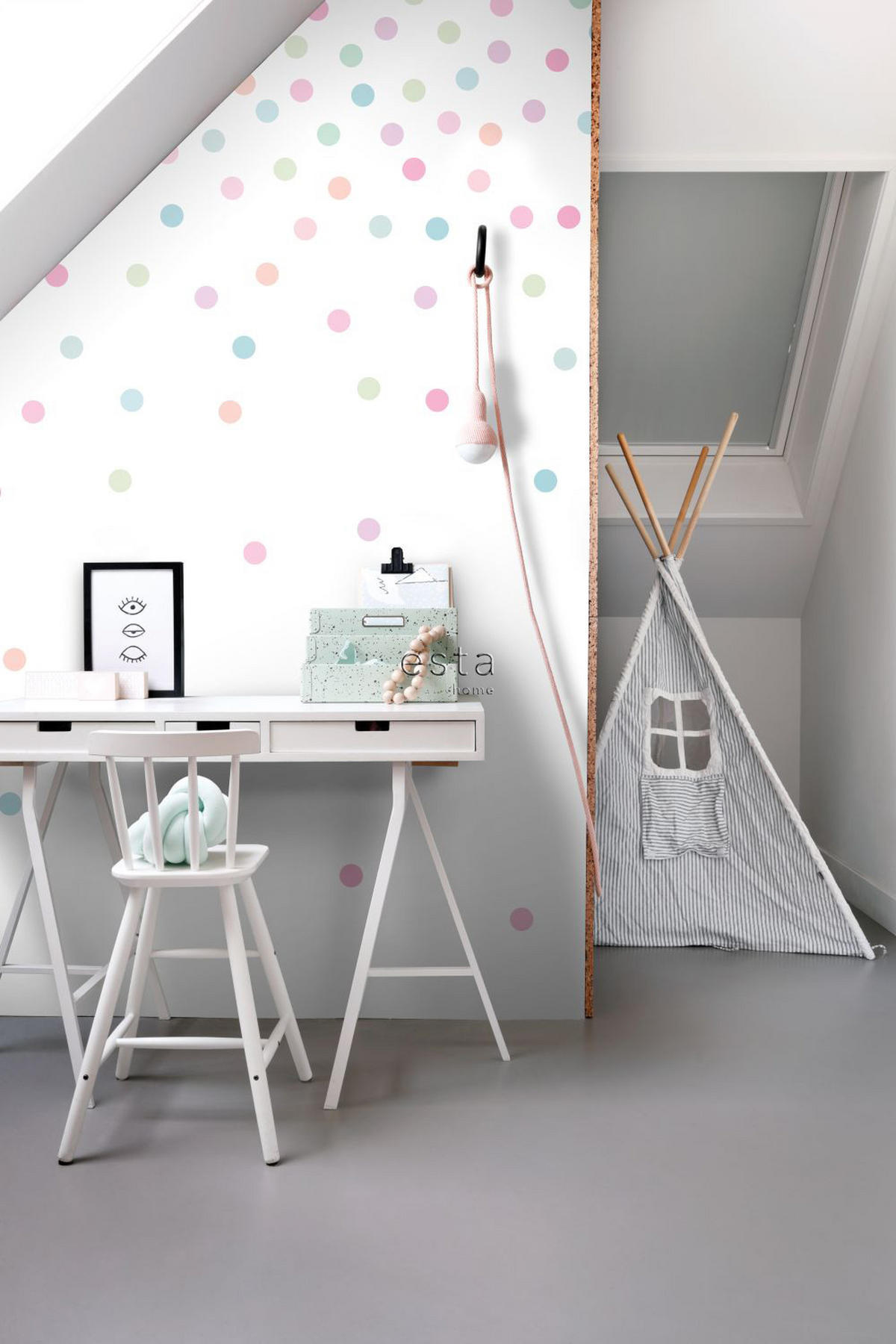FOTOTAPETE Konfetti Punkte 200 x 279 cm - Pink, Papier (200/279cm) - ESTAhome