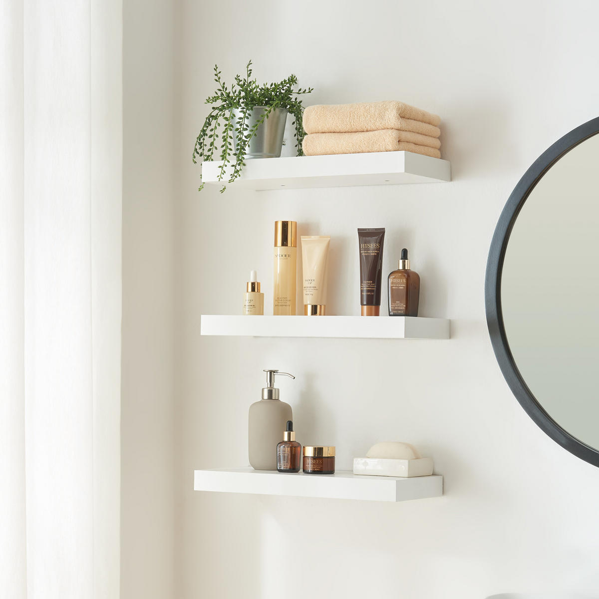 WANDREGAL-SET 3 TLG. Stranda - Weiß, Holzwerkstoff/Metall (17/4/40cm) - [en.casa]