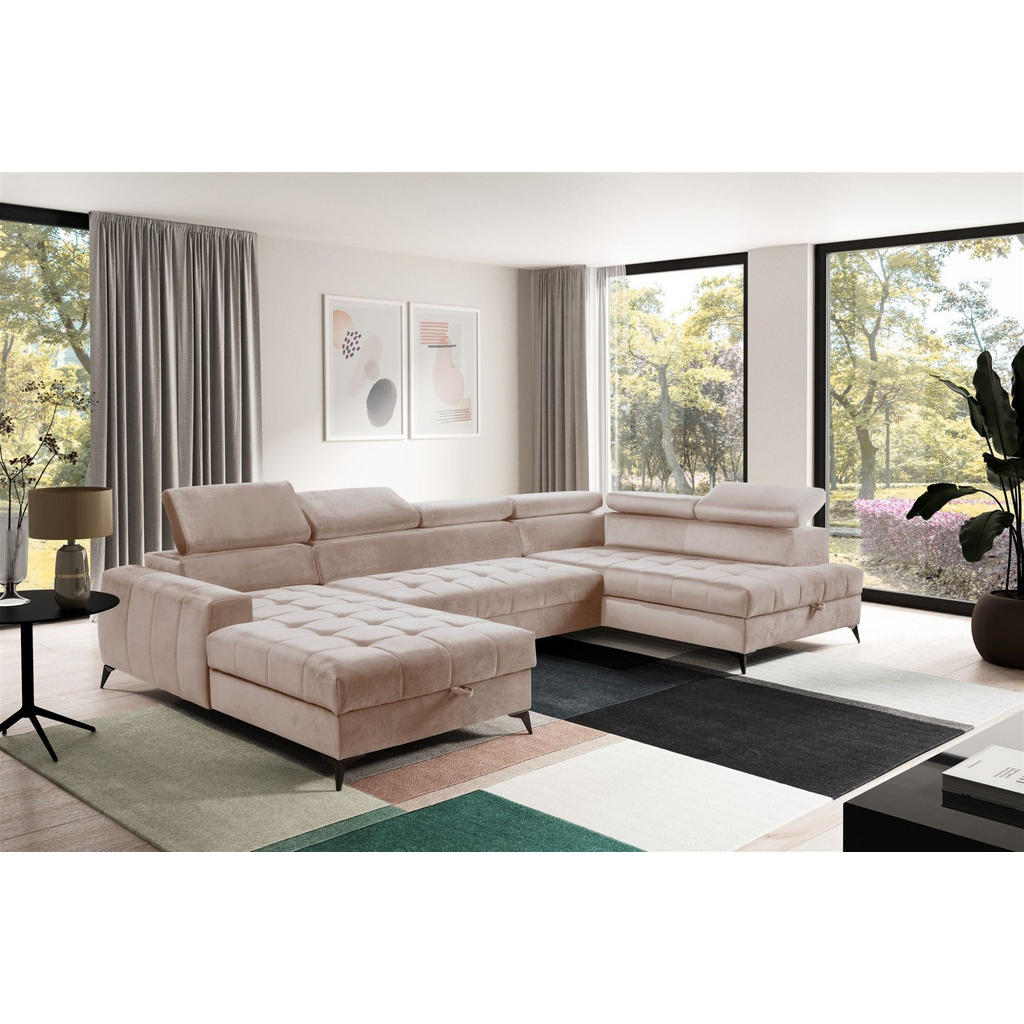 Thumbnail - Fun Möbel Wohnlandschaft, Beige, Textil, U-Form, 345x95x200 cm, Wohnzimmer, Sofas & Couches, Wohnlandschaften, Wohnlands...