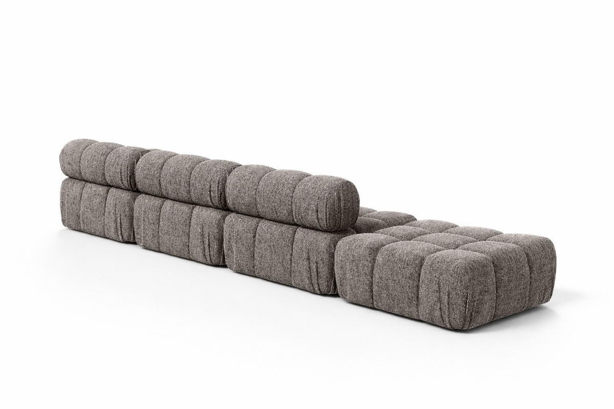 ECKSOFA L-Form XL, Stoff Bouclé Abriamo, Braun, Rechts, Selia L XL - Braun, Holz (380/160cm) - Kaiser Möbel