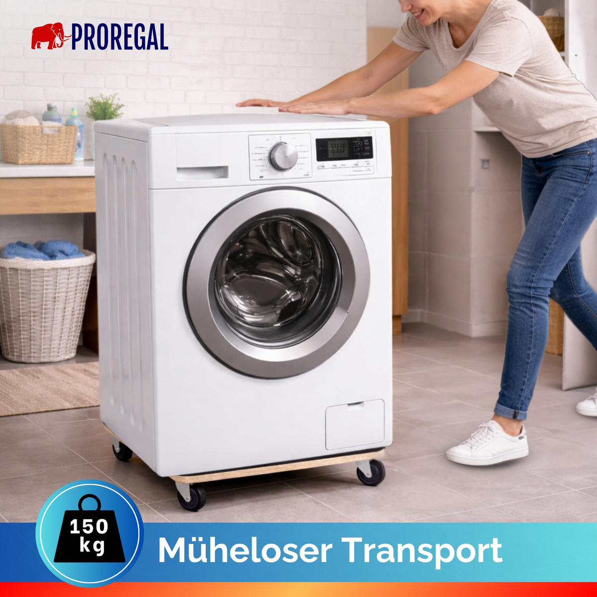 TRANSPORTROLLER Hercules modular 50x50 cm 2 Stück Traglast 200kg Siebdruck Holzplatte Schwarz - Schwarz, Metall (50/50/11.5cm) - PROREGAL