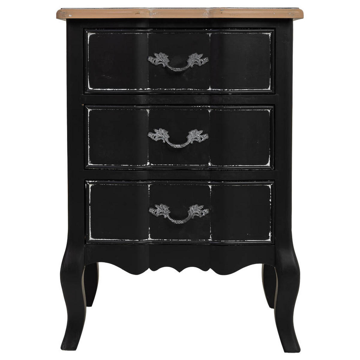 NACHTTISCH aus Holz, schwarz, 50x40x70cm - Schwarz, Metall (50/70/40cm) - Wanderlust