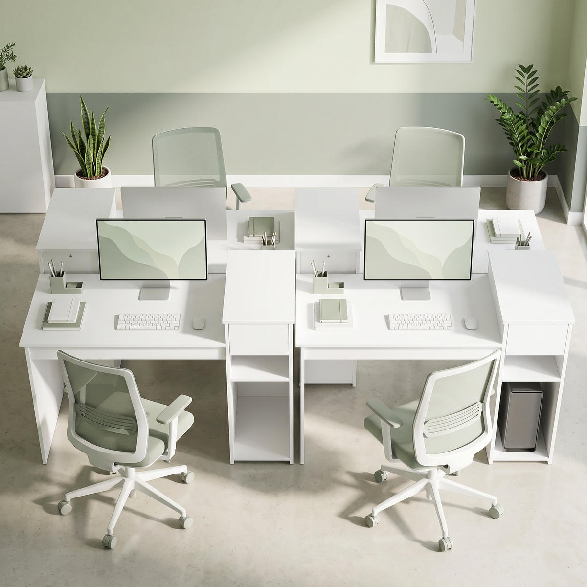 BÜROTISCH Weiß 1 Stück - Weiß, Holzwerkstoff (50/108/82cm) - GiPP