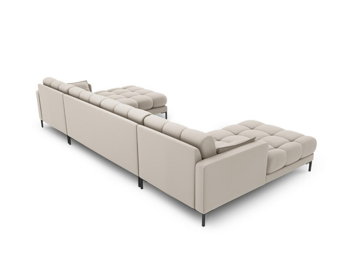 PANORAMASOFA Mamaia aus strukturiertem Stoff beige 6 Sitzplätze - Beige, Textil (185/75/383cm) - Micadoni