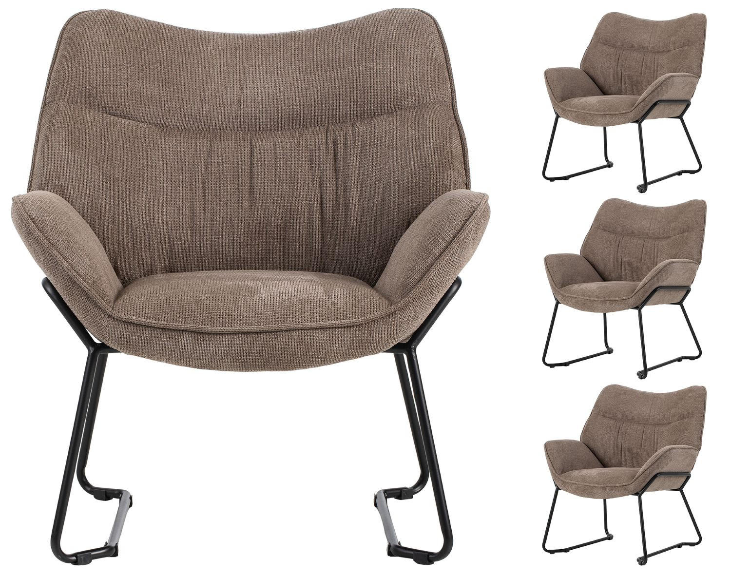 SESSEL Aliano - 4er Set - braun - Schwarz/Braun, Textil/Metall (67/76/73cm) - bene living