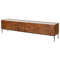 TV-BOARD Akazie 220x40x50 natur lackiert / Marmor weiß KARLSTAD #06 - Naturfarben, Holz (40/50/220cm) - Massivmoebel24