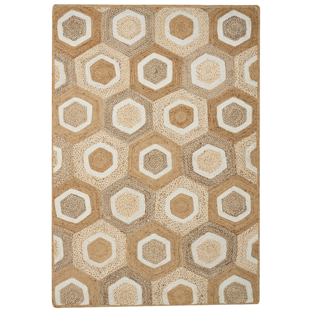 KURZFLOR-TEPPICH Beige 160/230 cm Basoren - Beige/Weiß, Naturmaterialien (160/230cm) - Beliani