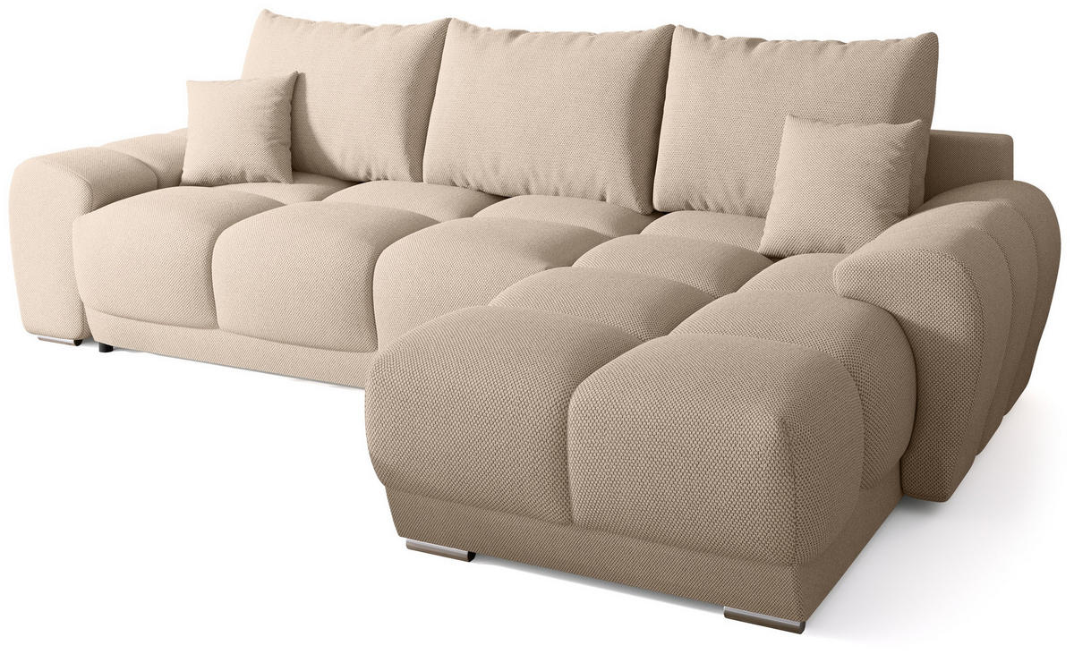 ECKSOFA Nubes mit Schlaffunktion Hellbraun - Hellbraun/Silberfarben, Kunststoff/Textil (290/180cm) - Bromarkt