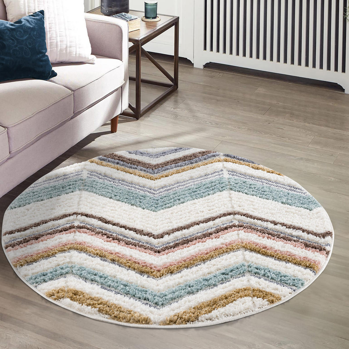 HOCHFLOR-TEPPICH Focus 3009 Multi 120 cm Rund - Multicolor, Textil (120/120cm) - carpet city