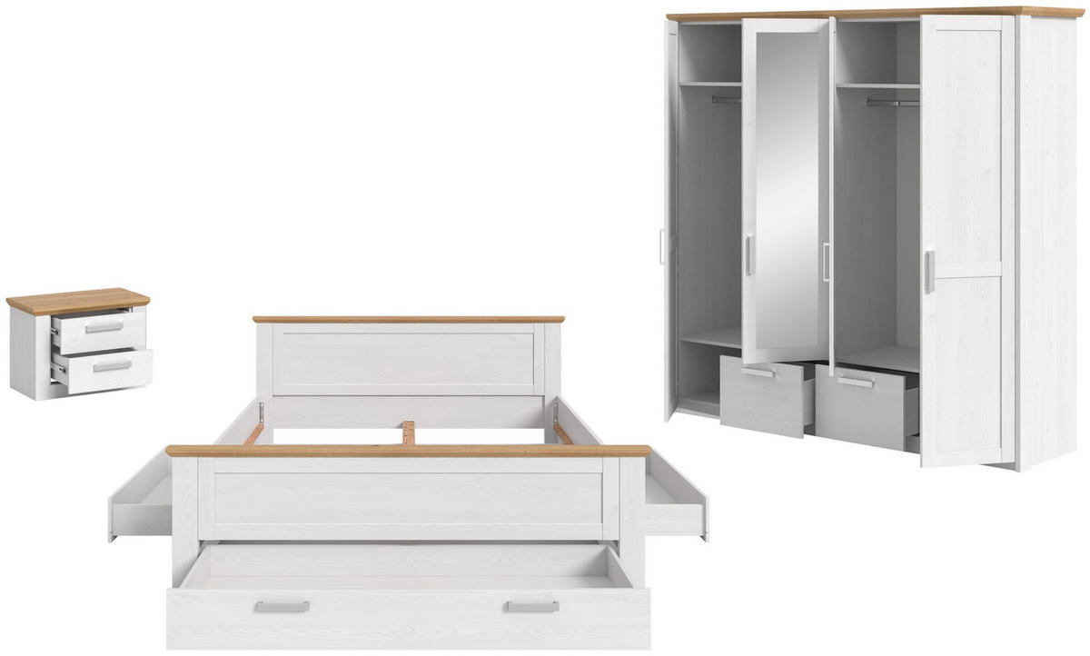 BETTANLAGE Verona Sibiu Lärche Nachbildung 4-tlg. - Lärchefarben, Holzwerkstoff - Xonox