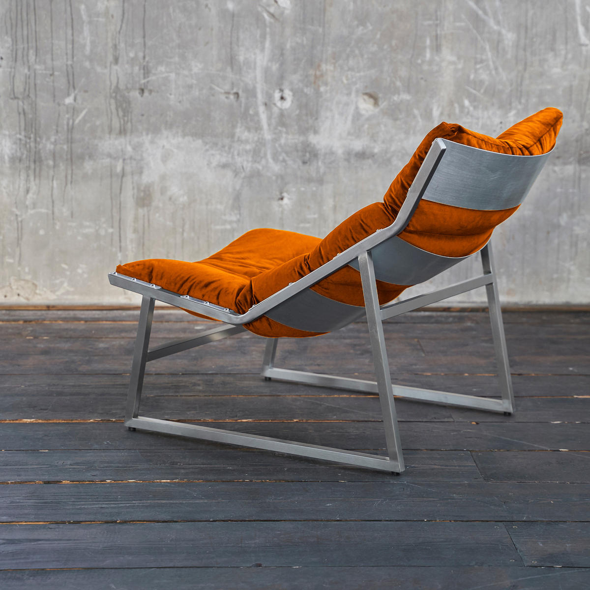 RELAXSESSEL SIRO Orange Webstoff - Silberfarben/Orange, Textil/Metall (70/78/125cm) - KAWOLA