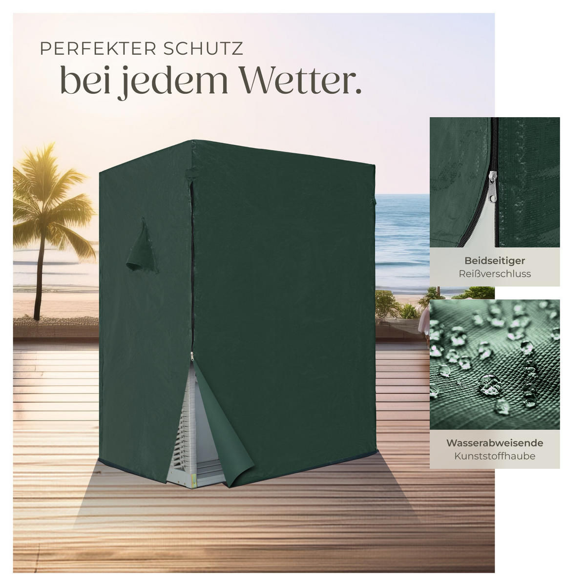 STRANDKORB Sylt,115 x 158 x 78 cm,grau/weiß - Weiß/Grau, Holz (78/158/115cm) - tectake