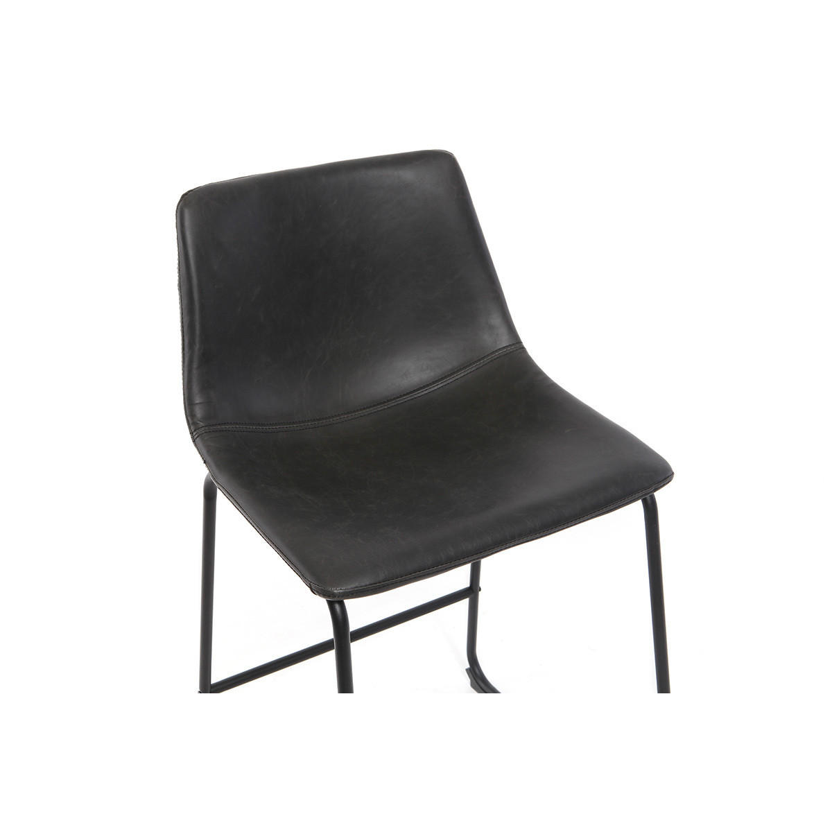 BARHOCKER Vintage Schwarz 61 cm 2er-Set NEW ROCK - Schwarz, Textil (54/88/49cm) - Miliboo
