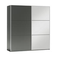 SCHWEBETÜRENSCHRANK IVERN 151/215/65 cm 2-türig mit Spiegel Graphitfarben - Graphitfarben, Holzwerkstoff (151/215/65cm) - MASSENO