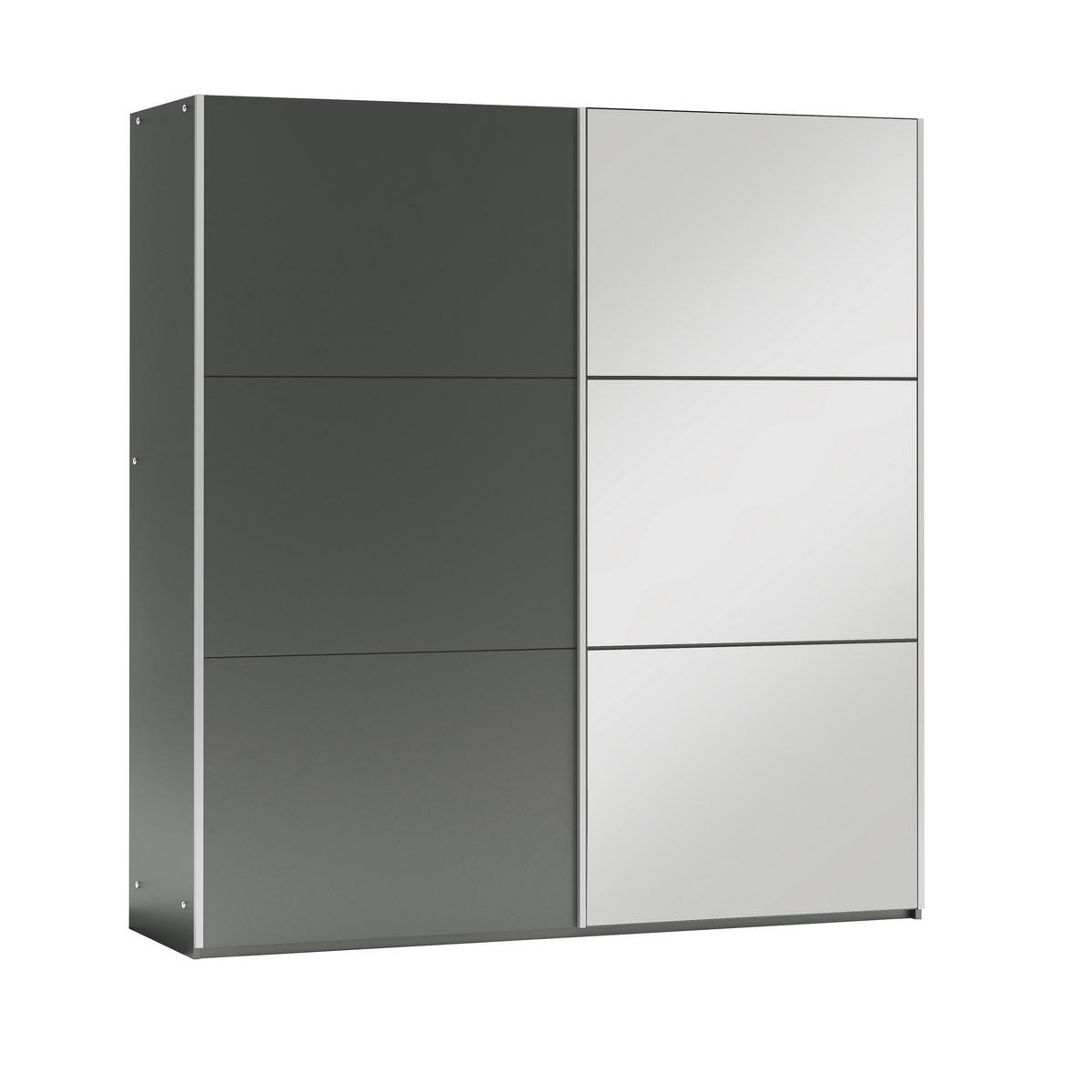 SCHWEBETÜRENSCHRANK IVERN 151/215/65 cm 2-türig mit Spiegel Graphitfarben - Graphitfarben, Holzwerkstoff (151/215/65cm) - MASSENO