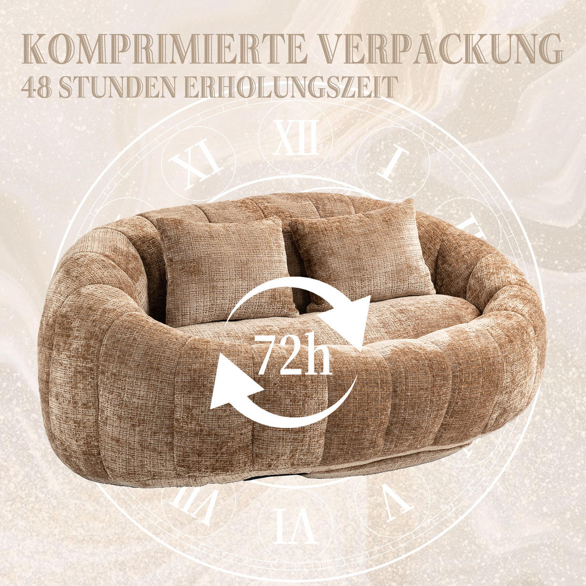 PARAFTA HOME SITZSACK Sofa Chenille Braun, 150 / 95 / 63 cm - Braun, Textil (95/63/150cm) - PARAFTA HOME