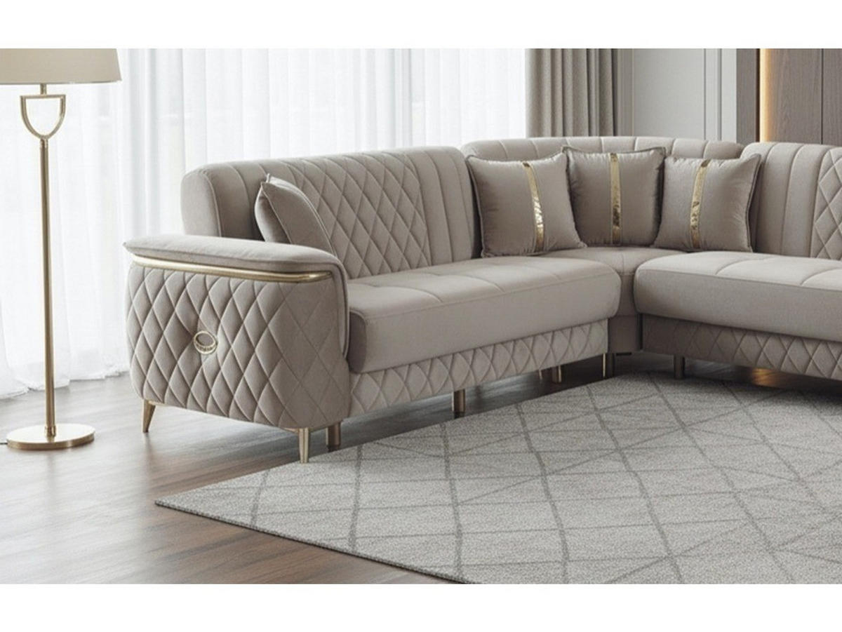 ECKSCHLAFSOFA Pasadena Beige - Langer Schenkel Rechts - Beige, Holzwerkstoff/Kunststoff (245/315cm)