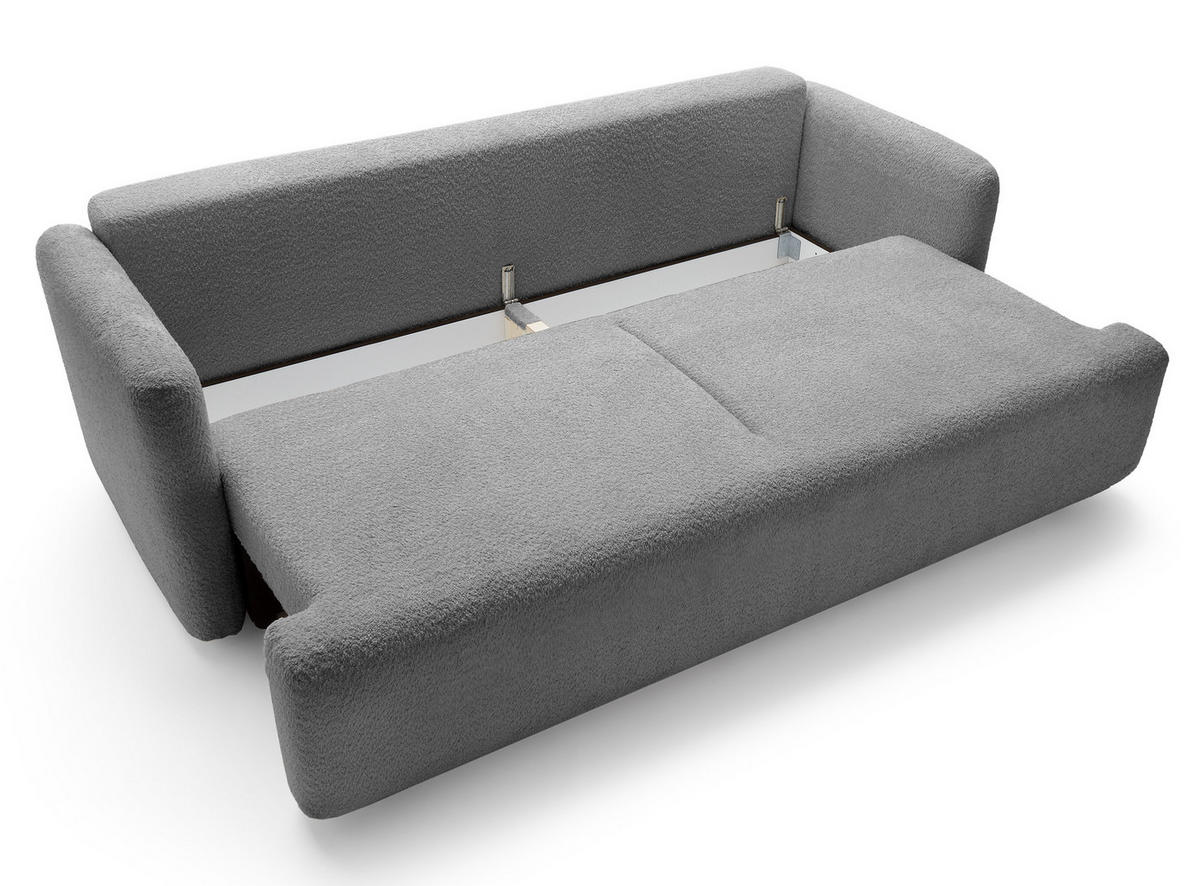 SCHLAFSOFA Lambina Grau Boucle - Schwarz/Grau, Kunststoff/Textil (227/92/104cm) - Selsey