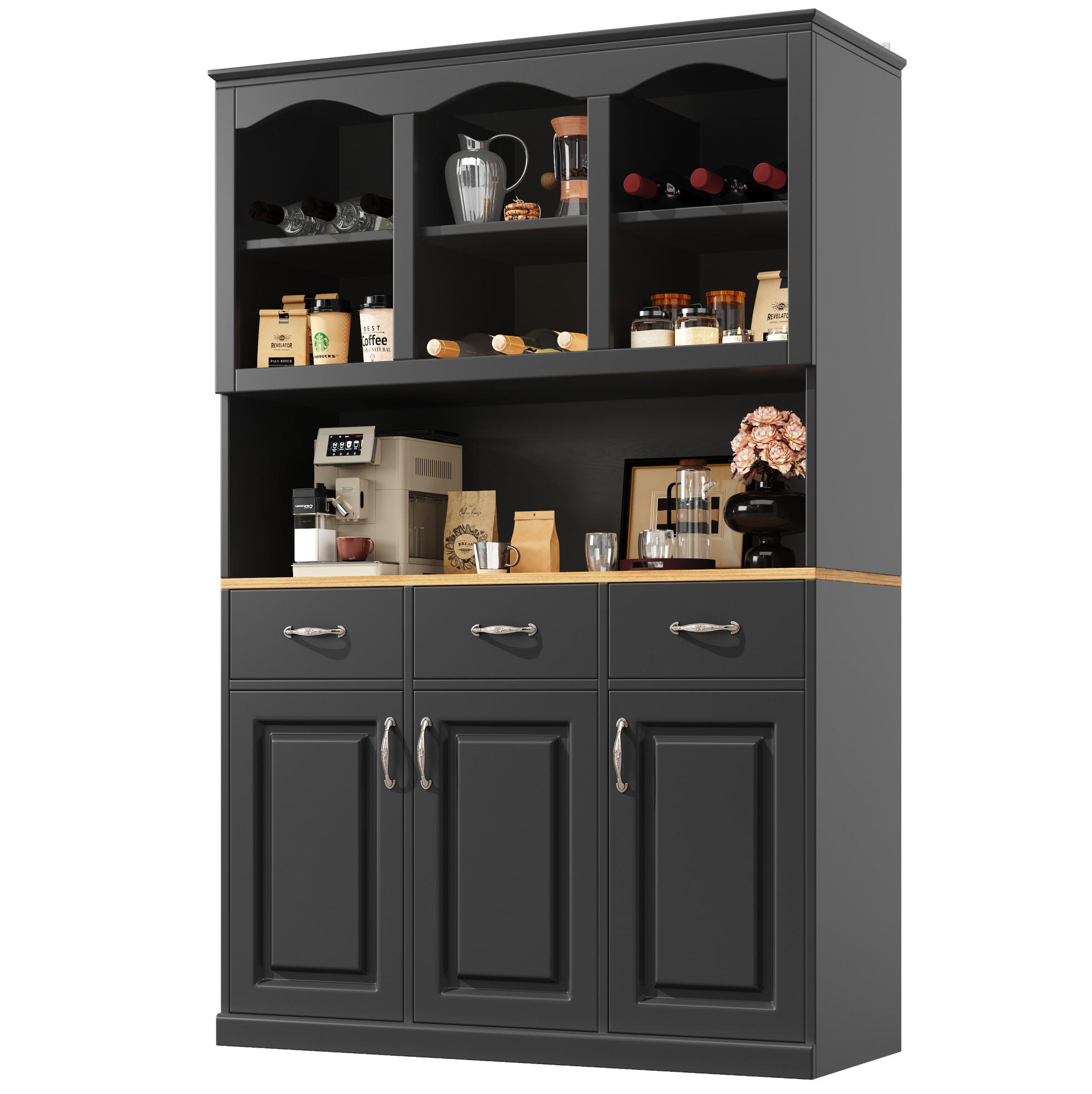 Flora Grace Buffet Schwarz 120x180x40 cm