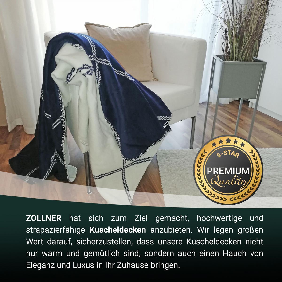 KUSCHELDECKE, 150x200 cm, 60% Baumwolle, 40% Polyacryl, Blau - Dunkelblau, Naturmaterialien (150/200cm) - Zollner