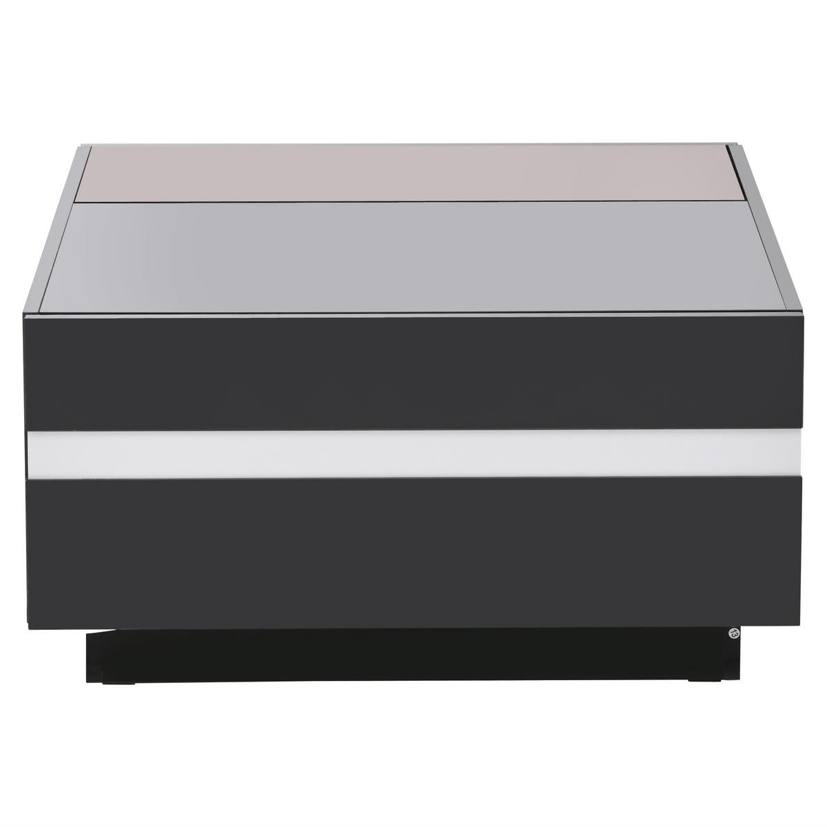 COUCHTISCH 70/70/36 cm schwarz mit 2 Schubladen und LED-Beleuchtung - Schwarz, Holzwerkstoff (70/70/36cm) - OKWISH