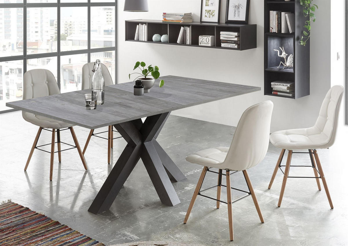 ESSTISCH ausziehbar Ela 1 160 x 90 x 75 Graphit/Beton - Hellgrau/Graphitfarben, Holzwerkstoff (160/90/75cm) - 58aufmkessel