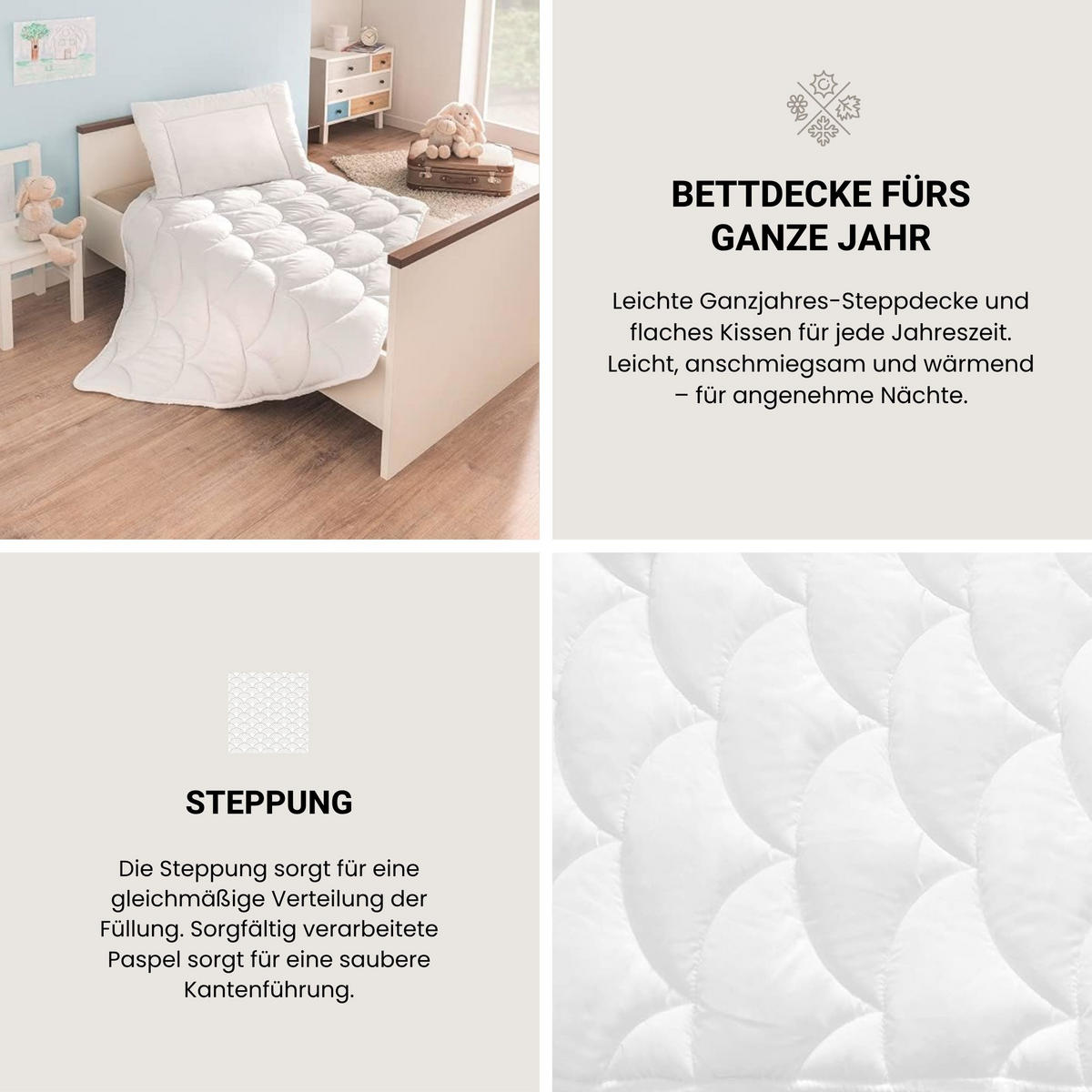 KINDERDECKE mit Kissen Lagom - 2-teilig - 100 x 135 cm - Weiß - Weiß, Textil (100/135cm) - SCHIESSER