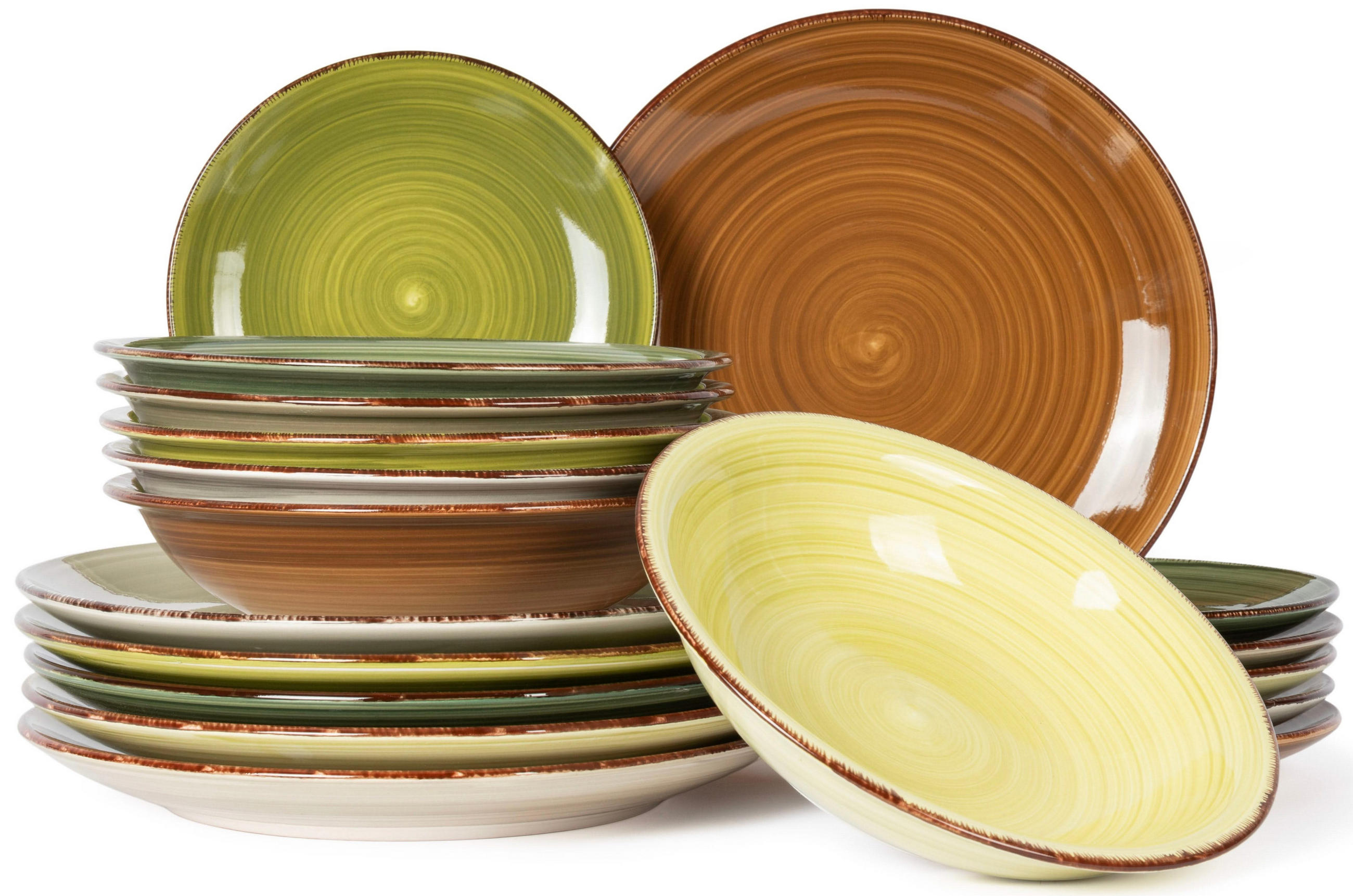 GESCHIRRSET18-TEILIG GESCHIRRSETDeep Forest - 18-teilig / 6 Personen - 6 Speiseteller, 6 SUPPENTELLER und 6 FRÜHSTÜCKTELLER - Multicolor, Keramik (2/2/1cm) - Studio Tavola