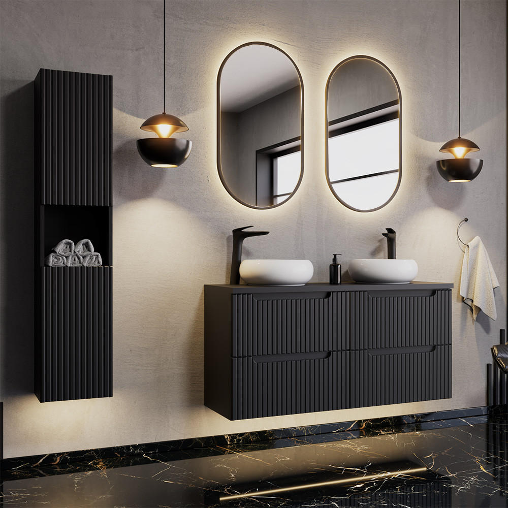 Lomado Badmöbel-Set Schwarz 180x200x40 cm