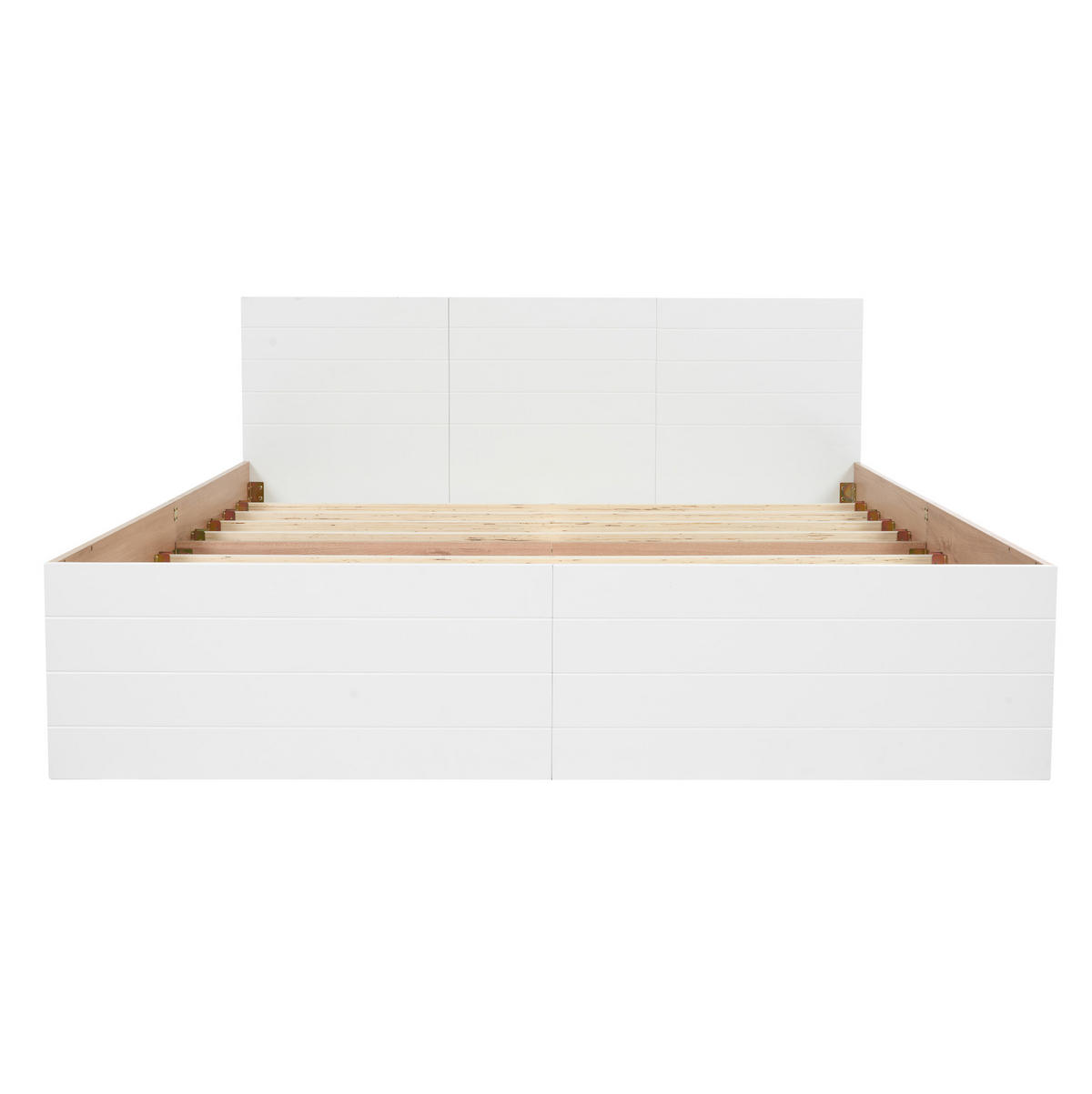 POLSTERBETT aus Massivholz und MDF 180x200 cm in Weiß mit 2 Schubladen - Weiß, Holzwerkstoff (180/200cm) - Modfu