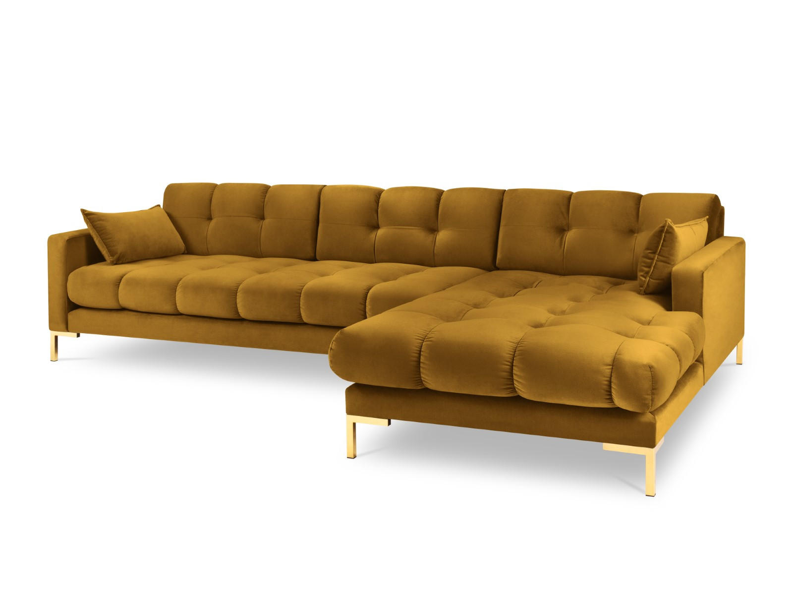 ECKSOFA rechts Mamaia aus Samt gelb 5 Sitzplätze - Gelb, Textil (185/293cm) - Micadoni