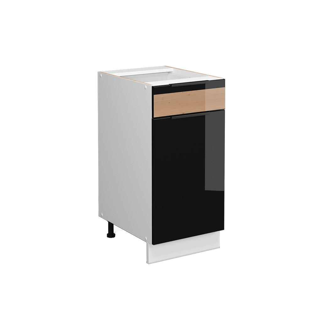 DULAP MIDI Fame-Line Stejar negru lucios/alb 40x82 cm fara blat