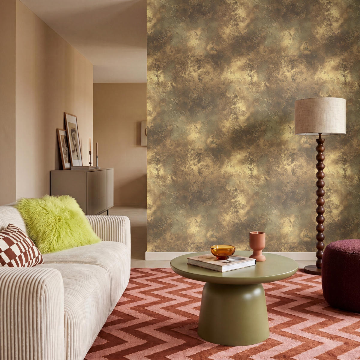 TAPETE - Antik - Metallic-Look - Gold - 160x200 cm - Messingfarben, Papier (160/200cm) - OnlyWow
