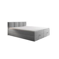 BOXBETT mit Bettkasten und Bonellmatratze - ROYAL - Elegant Bett mit Topper - 160x200 cm - Grau - Grau, Holzwerkstoff/Kunststoff (160/200cm) - Trada