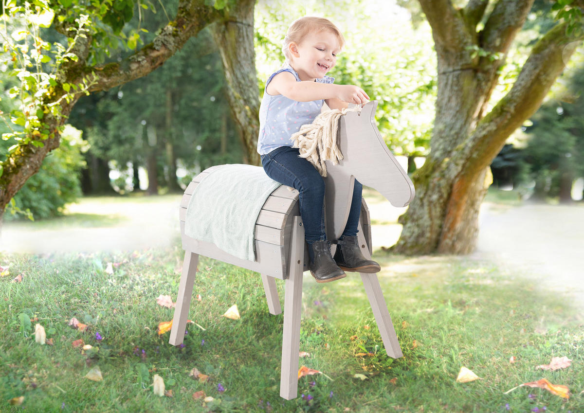 SPIELPFERD OUTDOOR Spielpferd Outdoor grau - Grau, Holz (110/48cm) - Roba
