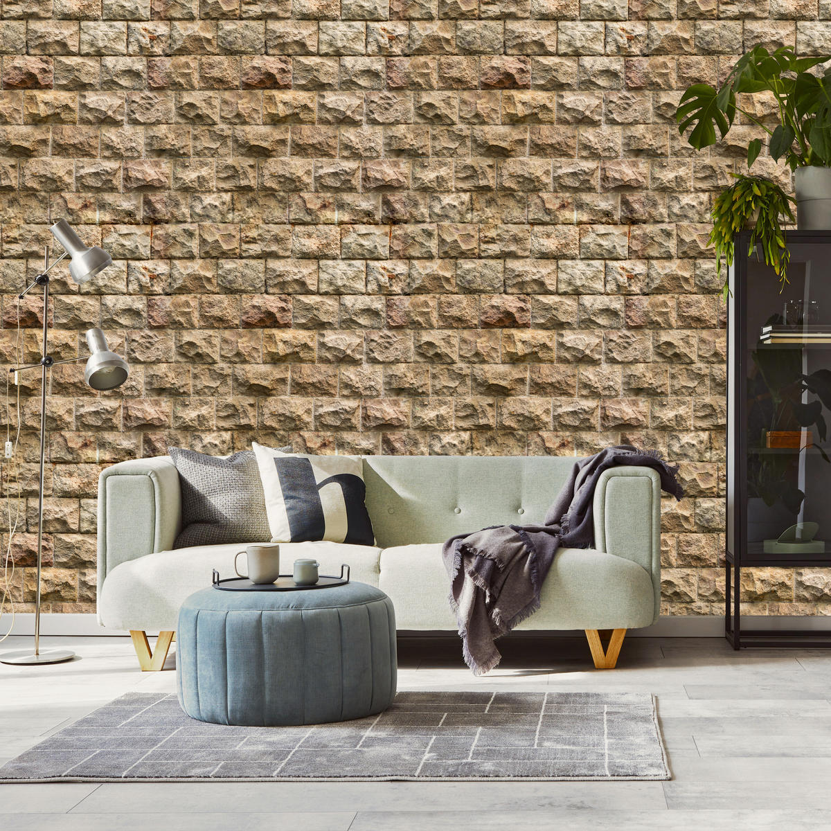 VLIESTAPETE Steinmauer in 3D-Optik – Braun, Beige – 50x1000 cm - Beige/Braun, Papier (50/1000cm) - Muralo