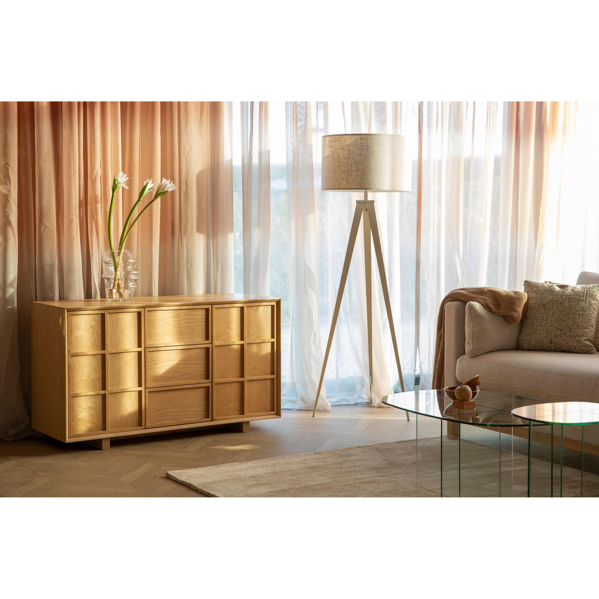 SIDEBOARD Raster Hoch Natur - Naturfarben, Holzwerkstoff (120/70/45cm) - Zuiver