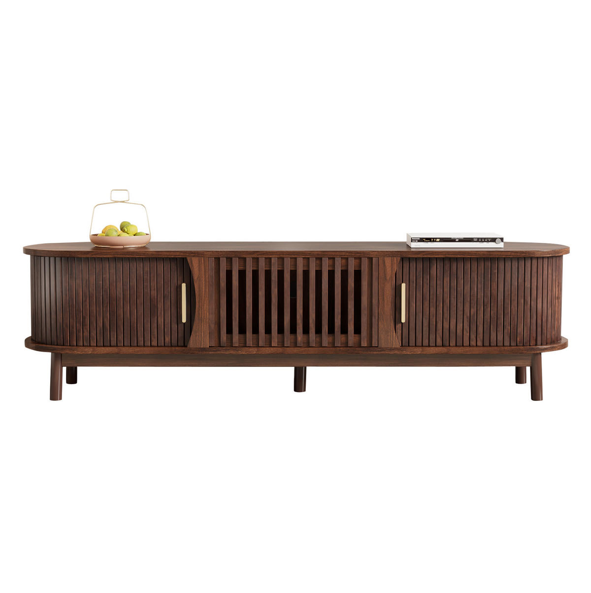 TV-LOWBOARD aus MDF 165x39,5x46 cm Braun mit Schiebetüren und Klapptür - Braun, Holzwerkstoff (165/46/39.5cm) - IVMEU