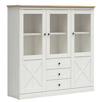 VITRÍNA Victoria Bílá a dřevo - bílá, kompozitní dřevo (153/201/43cm) - Petits-meubles