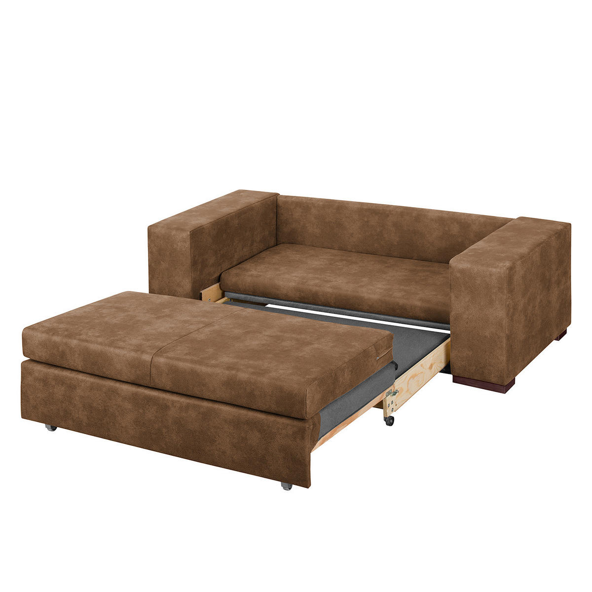 SCHLAFSOFA mit XL Armlehne - Cappuccino, Textil (216/90/90cm) - home24