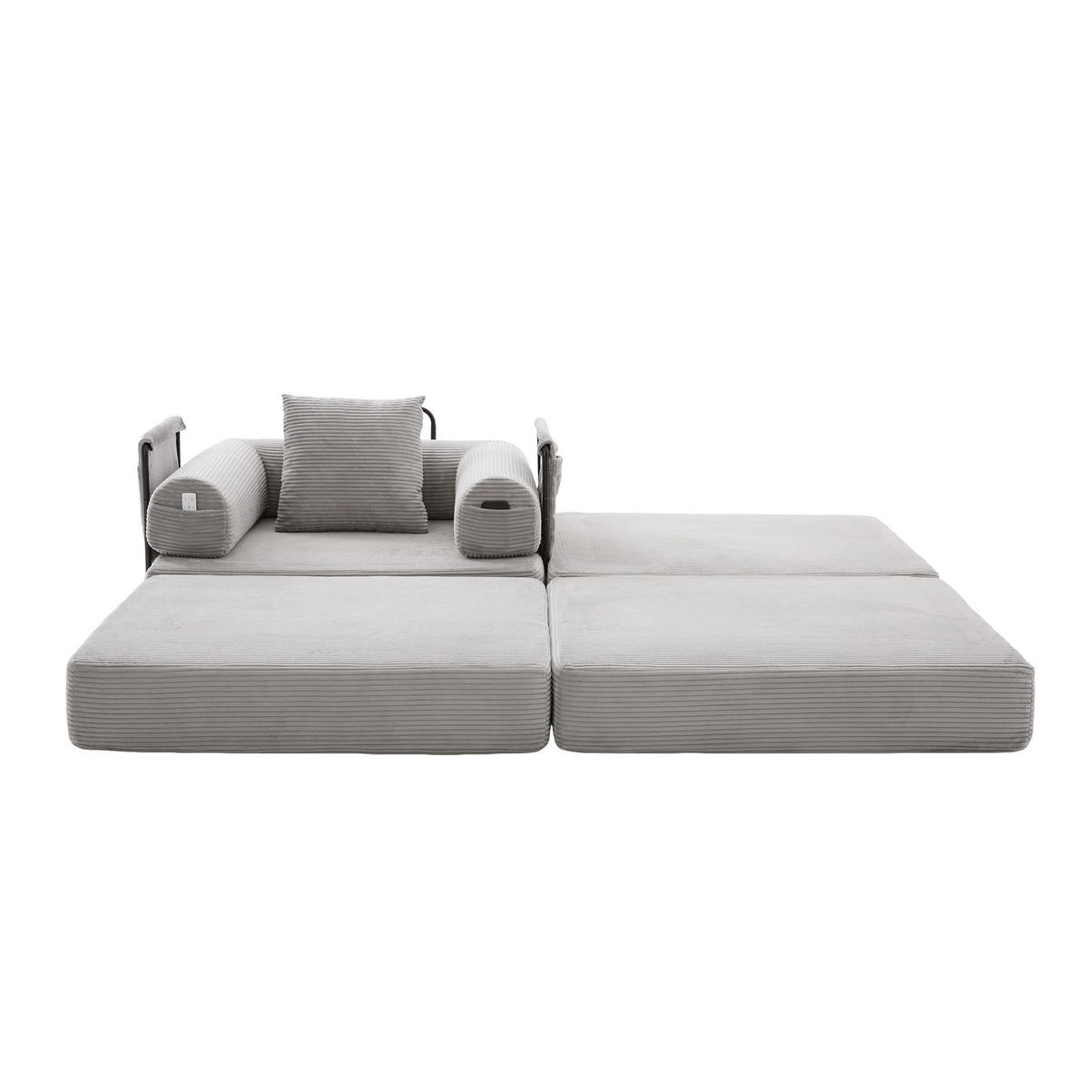 SCHLAFSOFA DE-33789 frei kombinierbar Hellgrau - Hellgrau, Metall (112/67/190cm) - ComfortXL