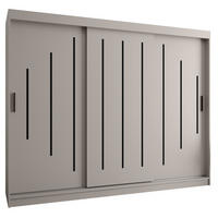 ŠATNÍ skříň s posuvnými dveřmi 200/250/62 3dveřová - černá/kašmírová, dřevo/plast (250/200/62cm)
