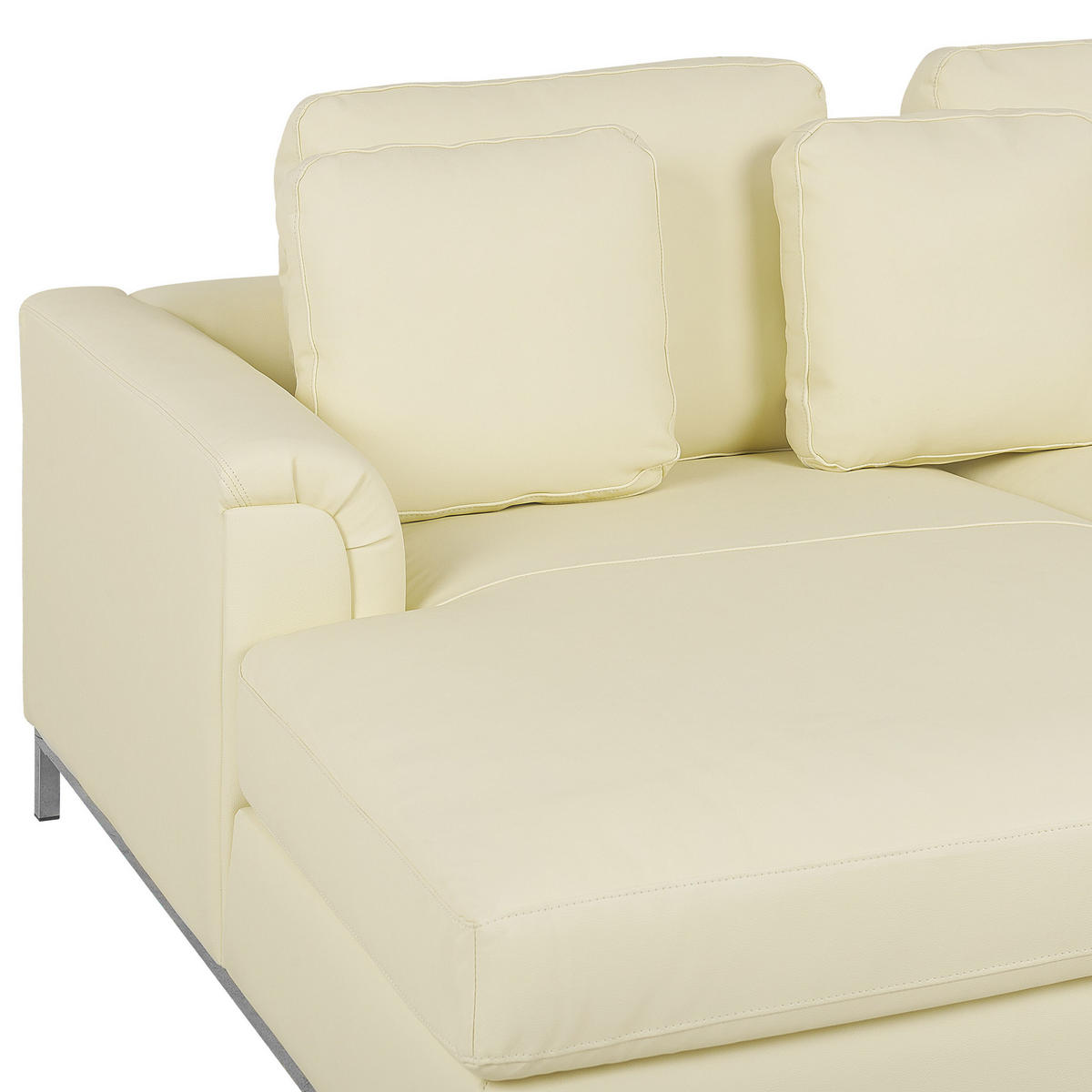 ECKSOFA linksseitig mit Ottomane Leder Beige Oslo - Beige, Leder (270/151cm) - Beliani
